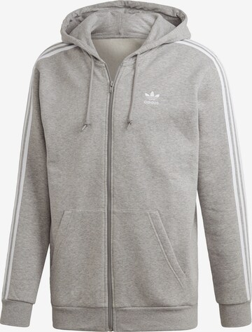 ADIDAS ORIGINALS Regular fit Суичъри с качулка '3-Stripes' в сиво: отпред