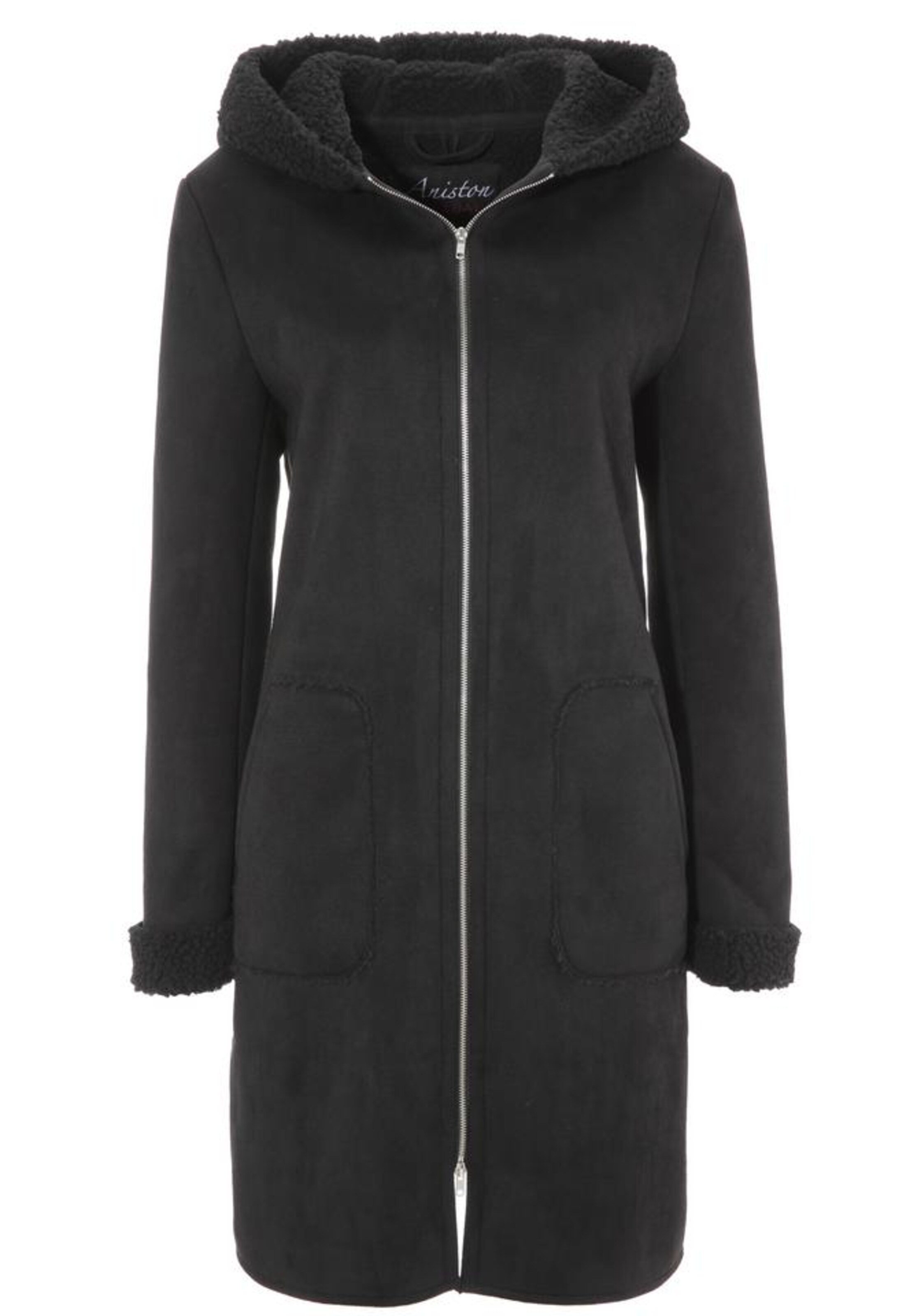 Aniston CASUAL Between-Seasons Coat in Black: front