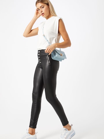 Skinny Pantalon 'ONLSIGGA BUTTON PU PANT PNT' ONLY en noir