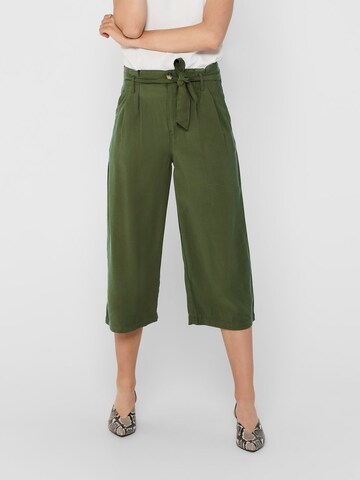 ONLY Wide leg Pleat-Front Pants 'Aminta-Aris' in Green: front