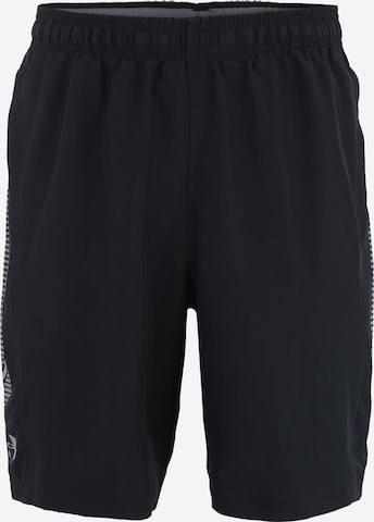 UNDER ARMOUR Workout Pants 'Woven Graphic' in Black: front