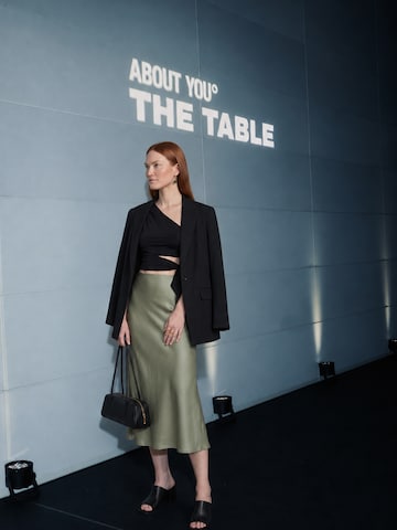 Satin Skirt Blazer Look