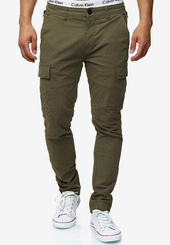 Coupe slim Pantalon cargo 'Mathews ' INDICODE JEANS en vert : devant