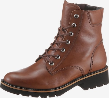 GABOR Lace-Up Ankle Boots 'GENUA' in Brown: front