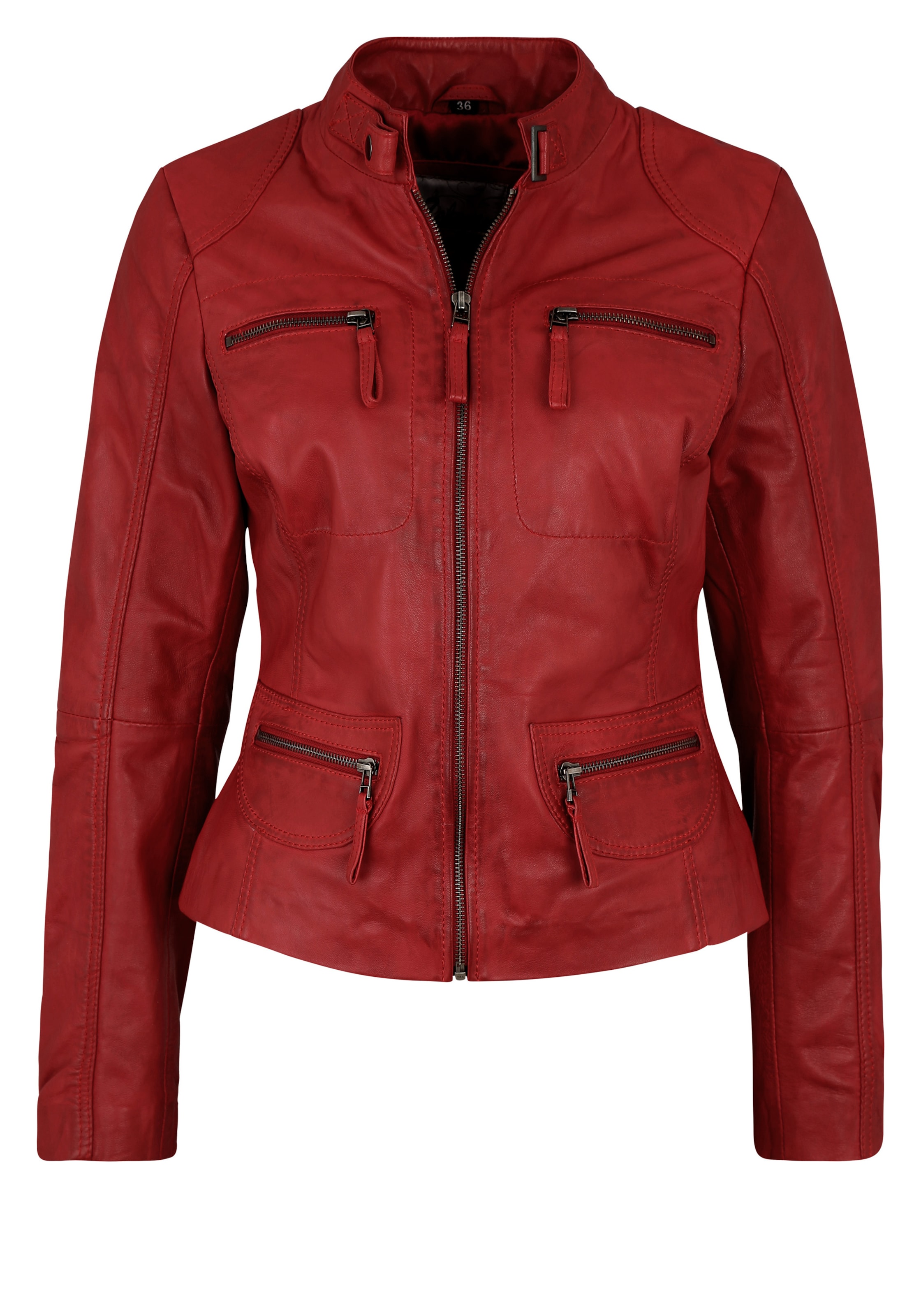 7ELEVEN Lederjacke 'Katerina' in Rot: Vorderseite