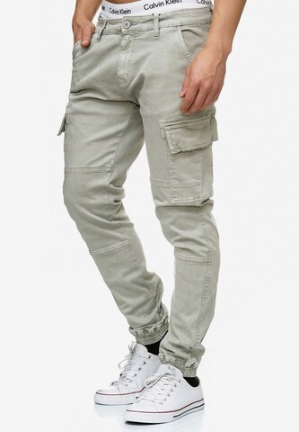 INDICODE JEANS Tapered Cargohose 'August' in Grau