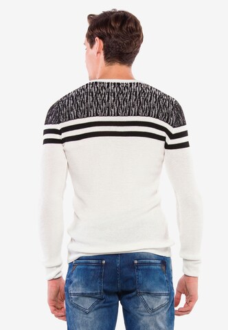 CIPO & BAXX Pullover mit coolen Streifen-Details in Weiß