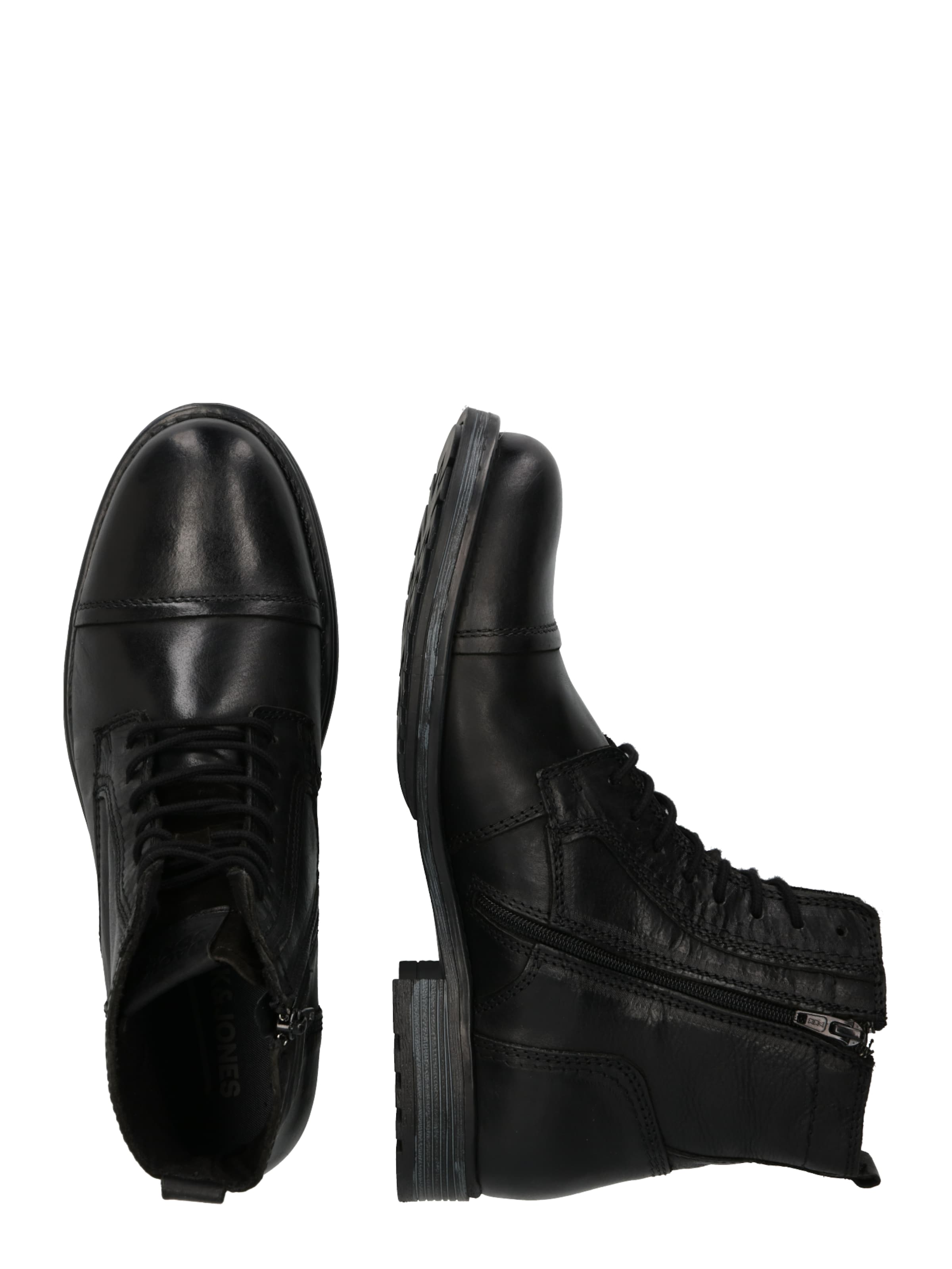 JACK & JONES Fűzős csizma 'Russel' - fekete: oldalt