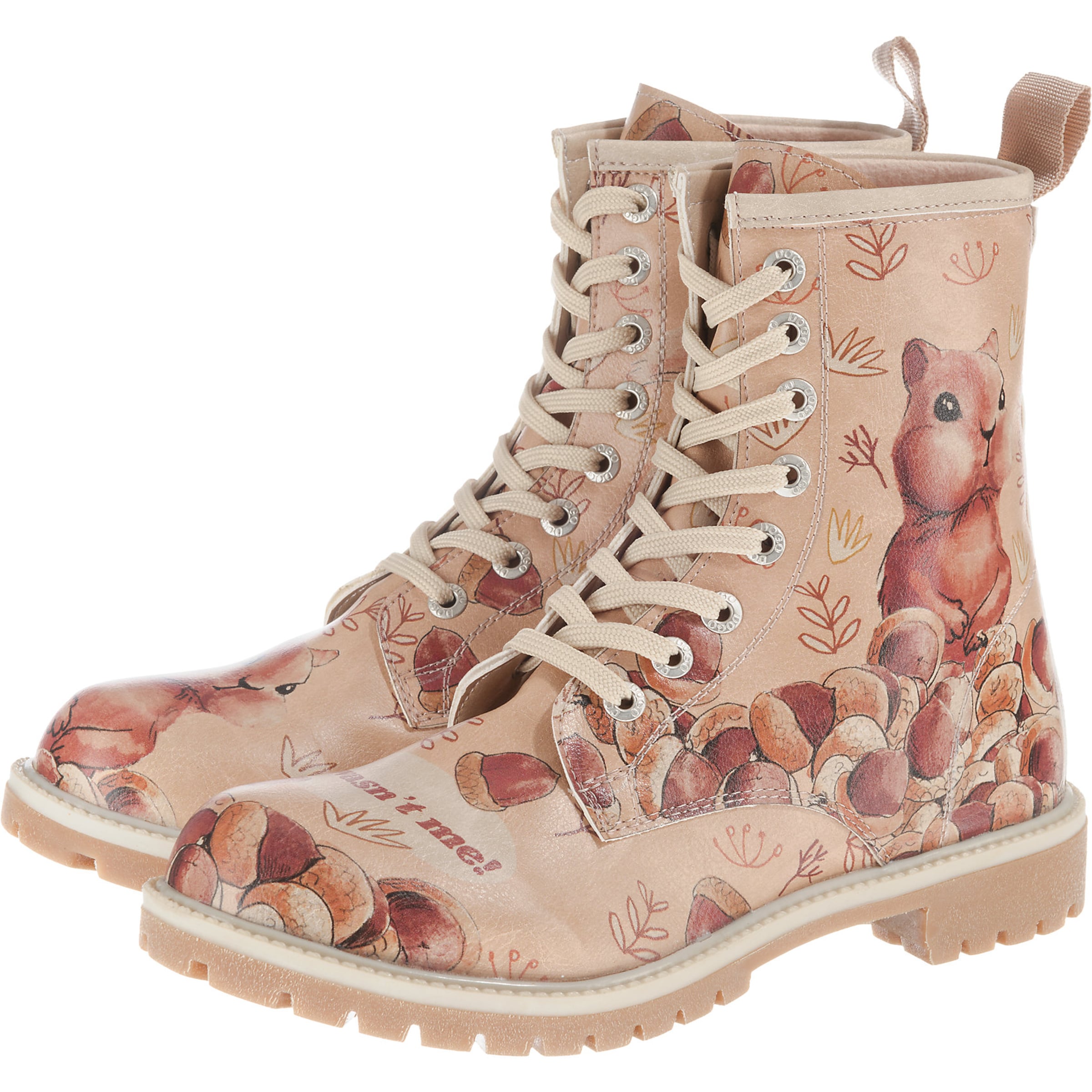DOGO Lace-Up Ankle Boots 'It Wasn't Me' in Brown: front