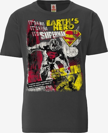 LOGOSHIRT Shirt 'Superman' in Grijs: voorkant