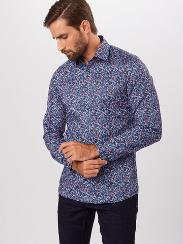OLYMP Slim fit Button Up Shirt 'Level 5 City' in Blue: front