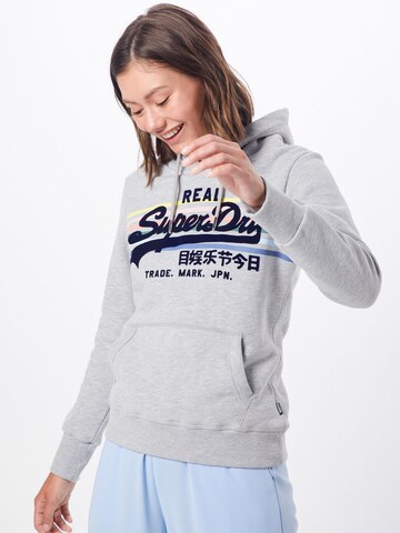 Superdry Sweatshirt 'Rainbow Stripe' in Grijs: voorkant