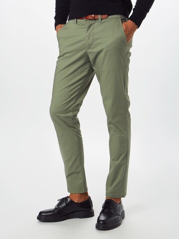 Coupe slim Pantalon chino 'Yard' SELECTED HOMME en vert : devant