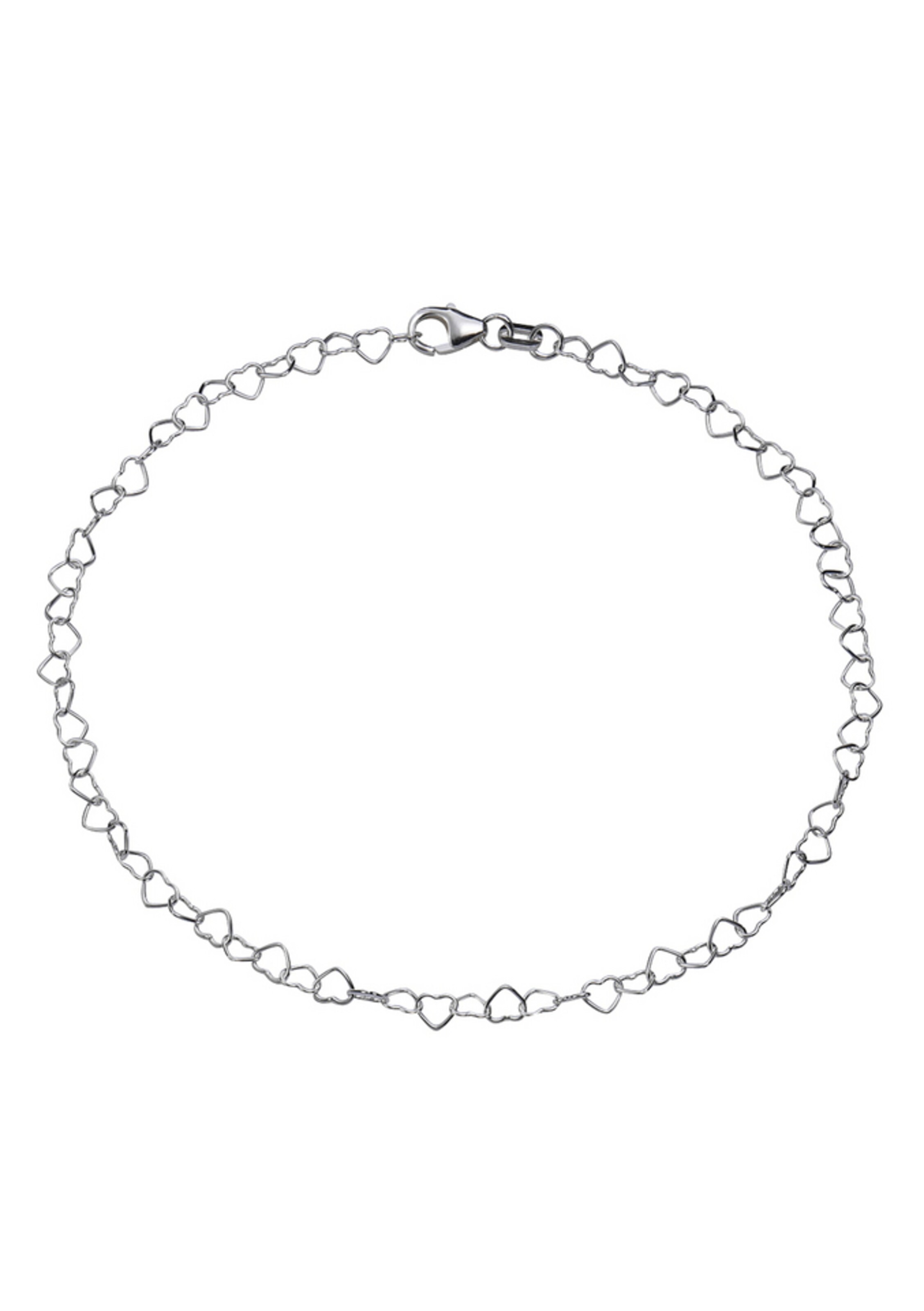 FIRETTI Schmuck: Fußkette in Fantasiekettengliederung 'Herz' in Silber: Vorderseite