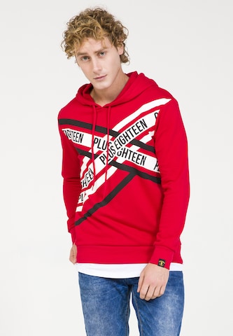 Sweat-shirt PLUS EIGHTEEN en rouge : devant