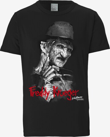 LOGOSHIRT Shirt 'Nightmare On Elm Street' in Zwart: voorkant