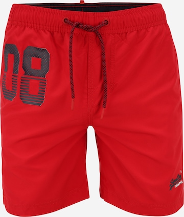 Shorts de bain Superdry en rouge : devant