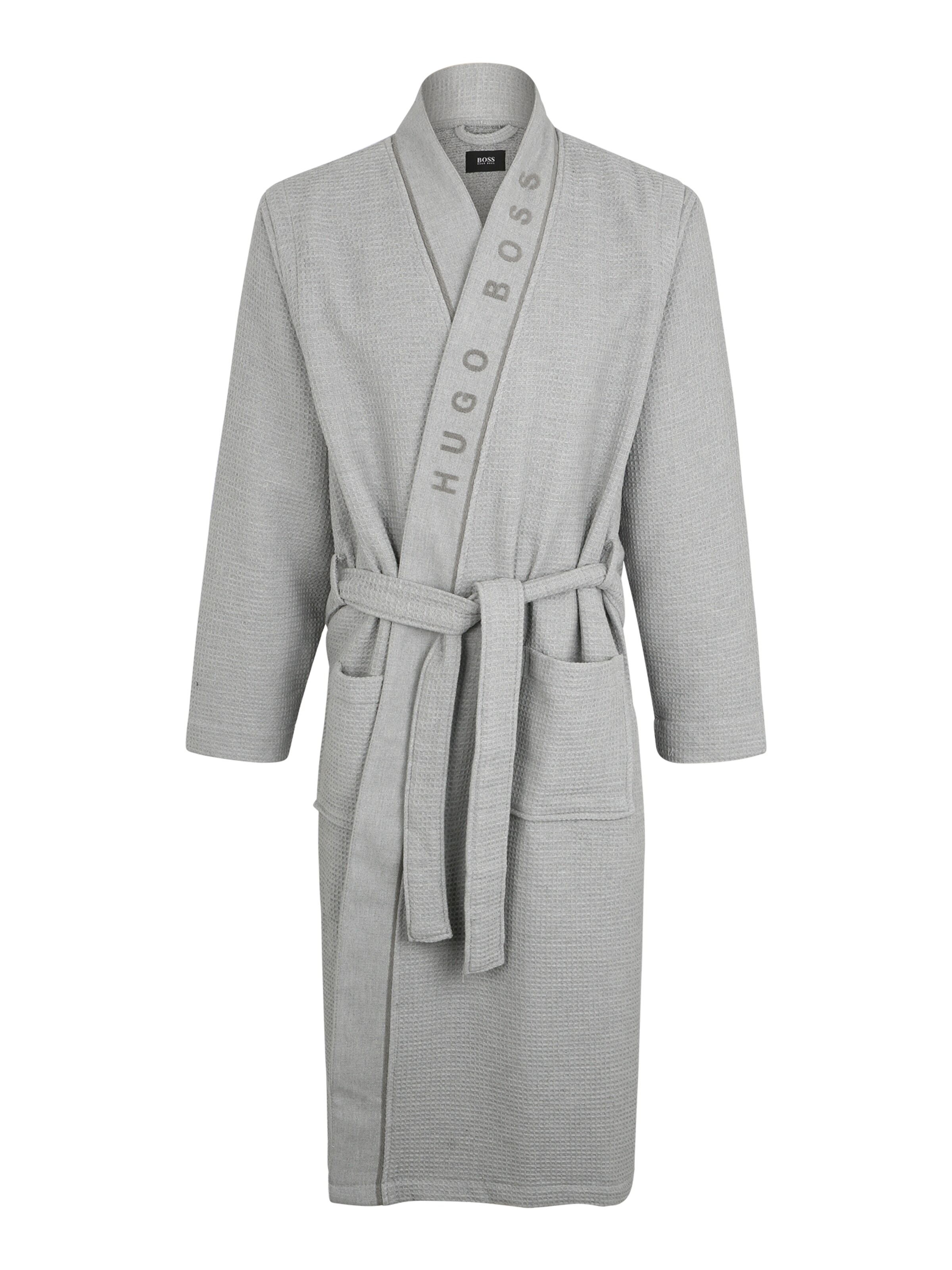 BOSS - Badjas lang  'Waffle Kimono' in de kleur Grijs