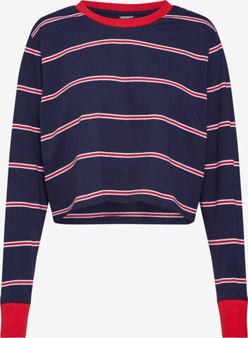 T-shirt 'Ladies Short Yarn Dyed Skate Stripe LS' Urban Classics en bleu : devant