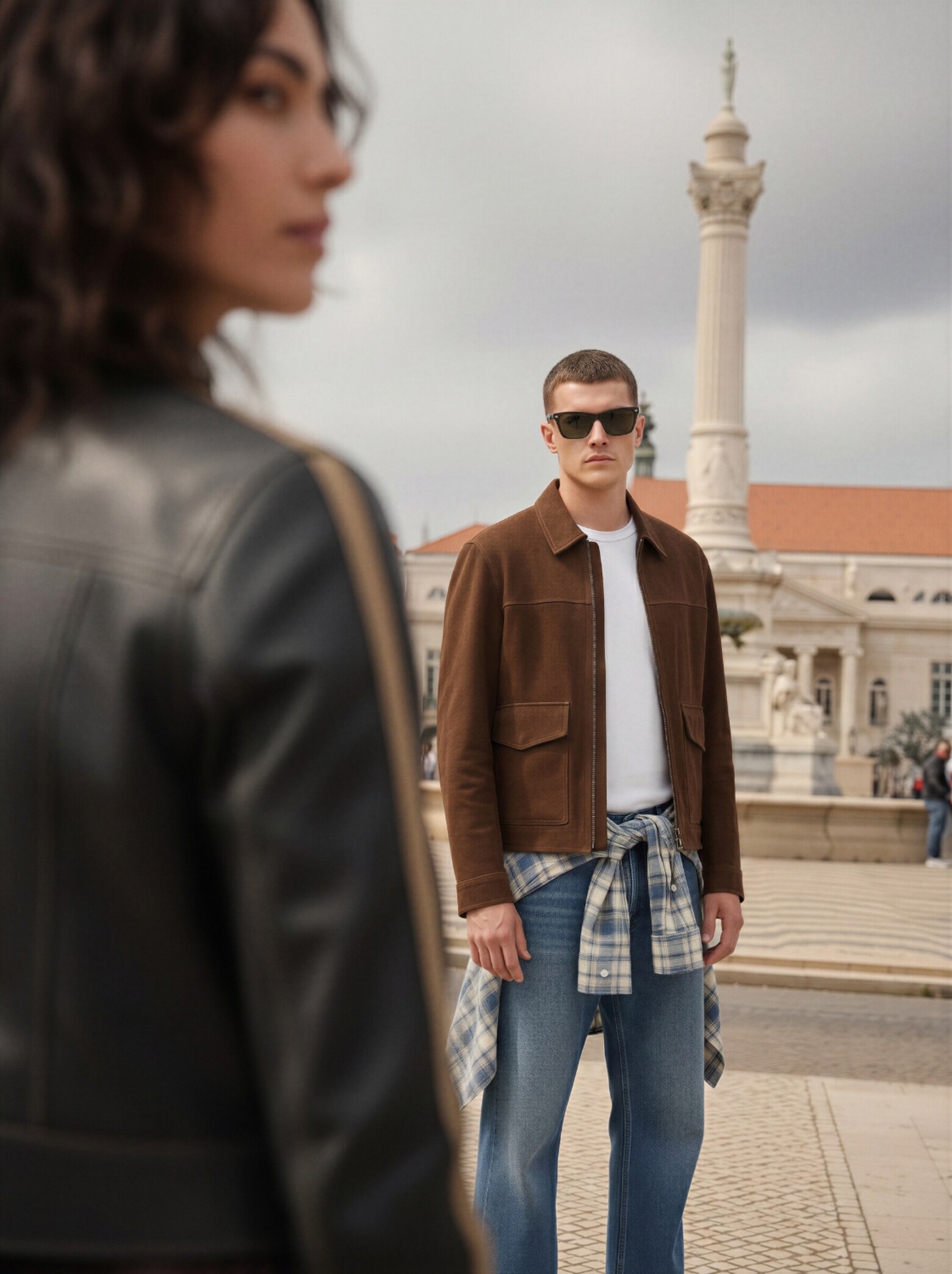 The AY Style Collective - Brown Jacket With Checked Shirt And Jeans Look