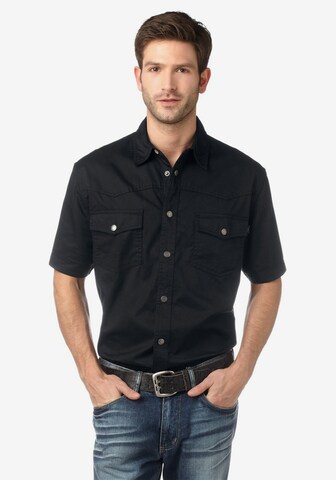 ARIZONA Regular fit Button Up Shirt in Black: front