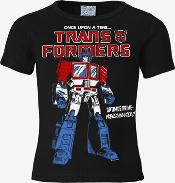 LOGOSHIRT Shirt 'Optimus Prime - Transformers' in Black: front