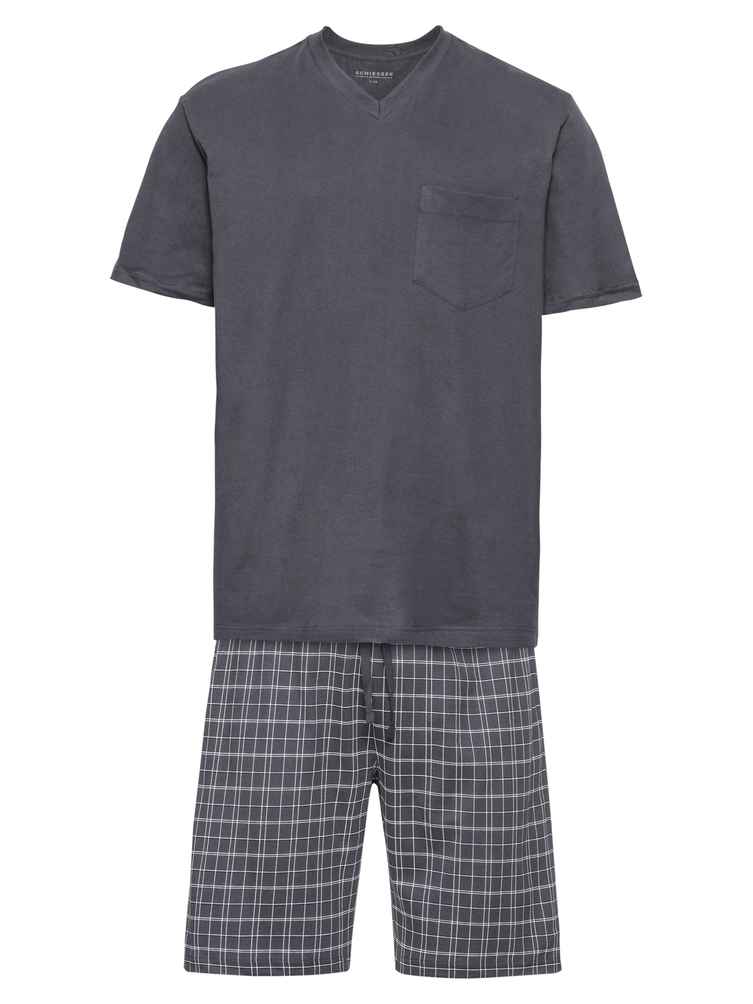 SCHIESSER - Pyjamabroek 'Anzug Kurz' in de kleur Antraciet