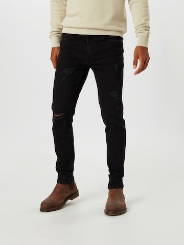 Denim Project Slimfit Jeans 'MR. RED' in Zwart: voorkant