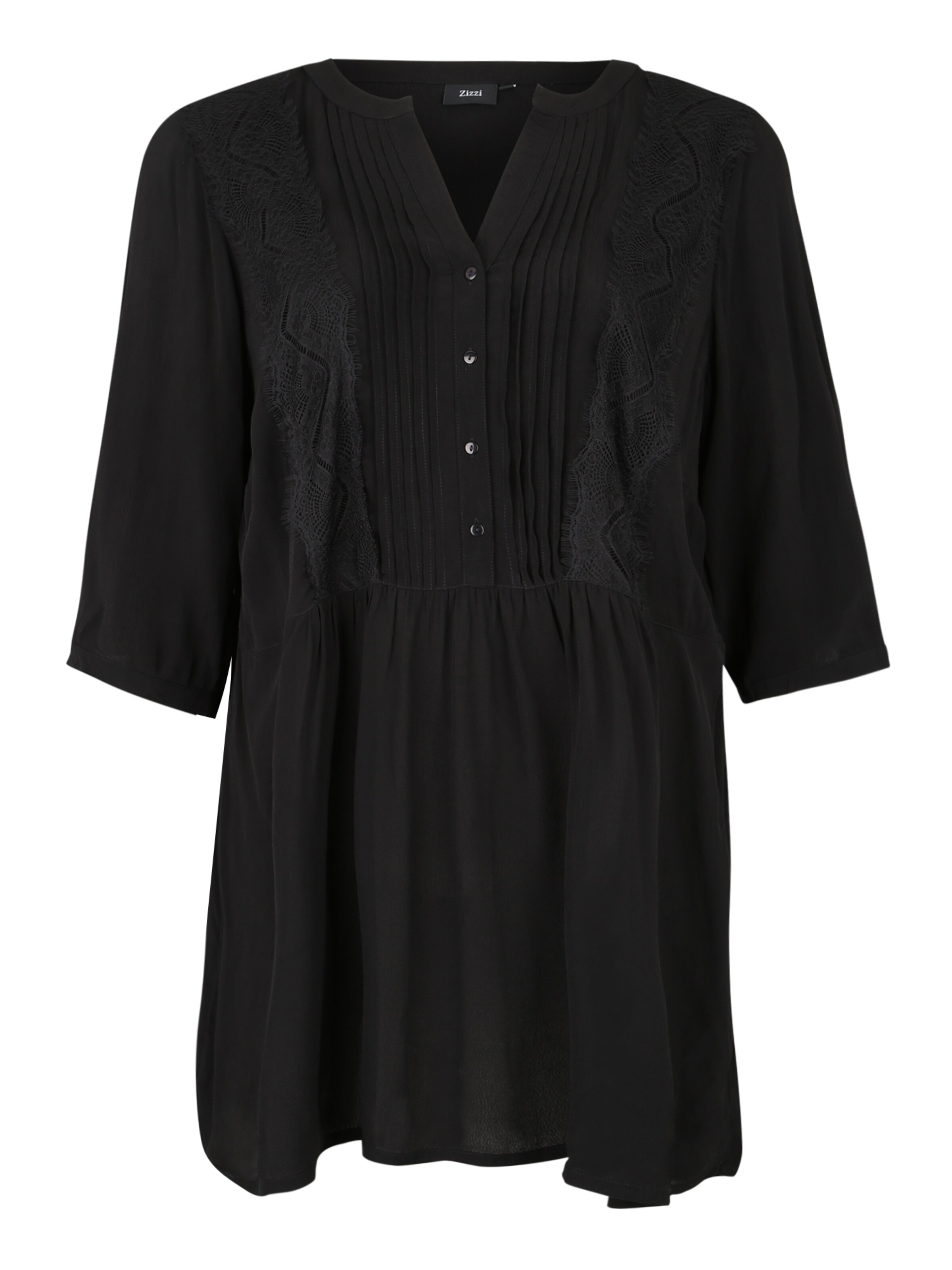 Zizzi - Tuniek 'MFLAIR, 3/4, TUNIC' in de kleur Zwart