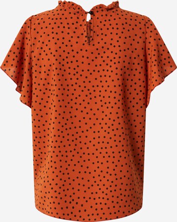 Boohoo - Blusa 'Polka Dot Frill' em laranja