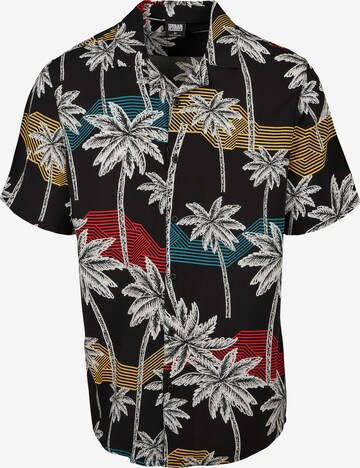 Urban Classics Regular Fit Hemd 'Palm Tree Resort' in Schwarz: predná strana