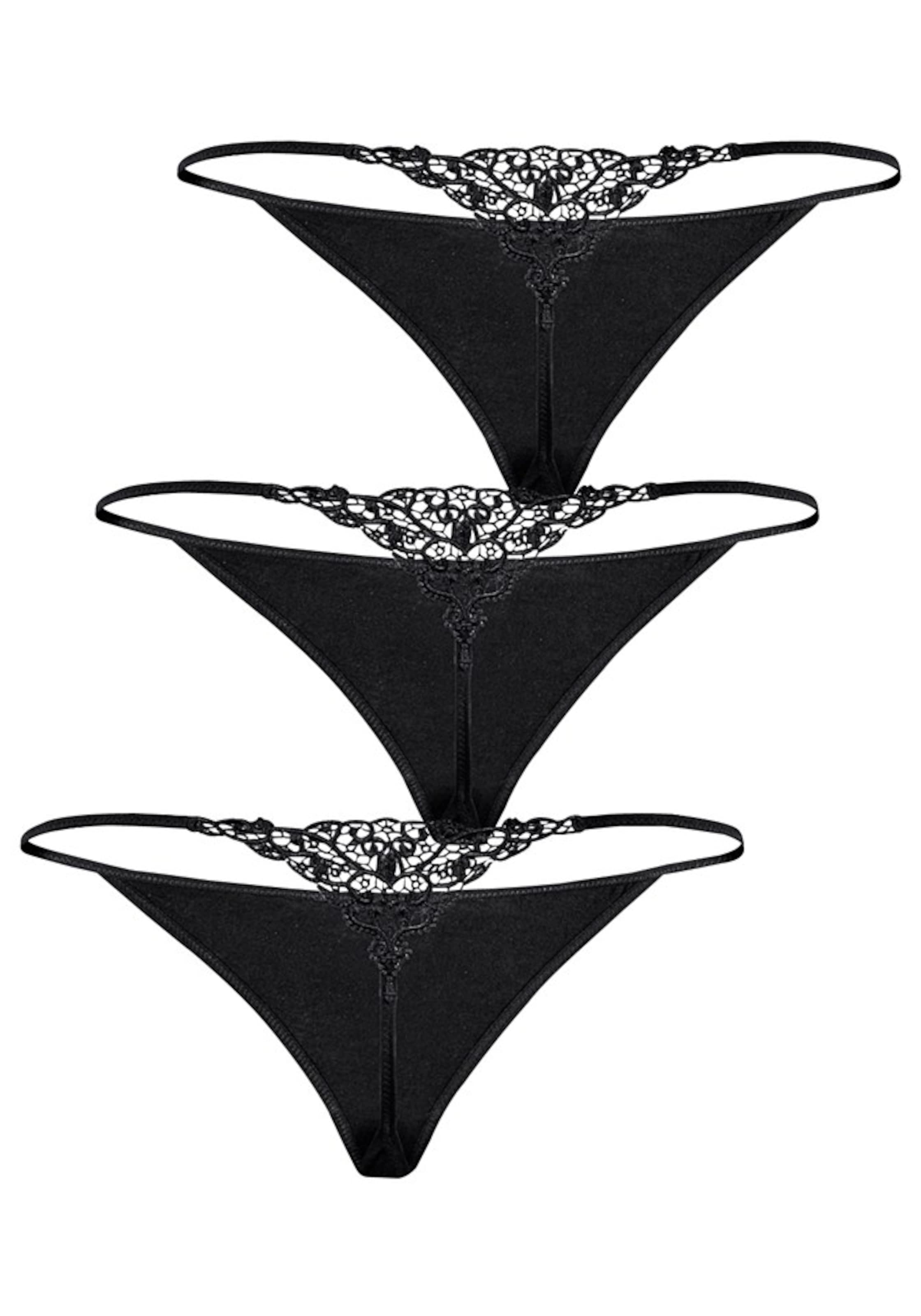 LASCANA - Strings (3 Stück) mit Spitze in schwarz