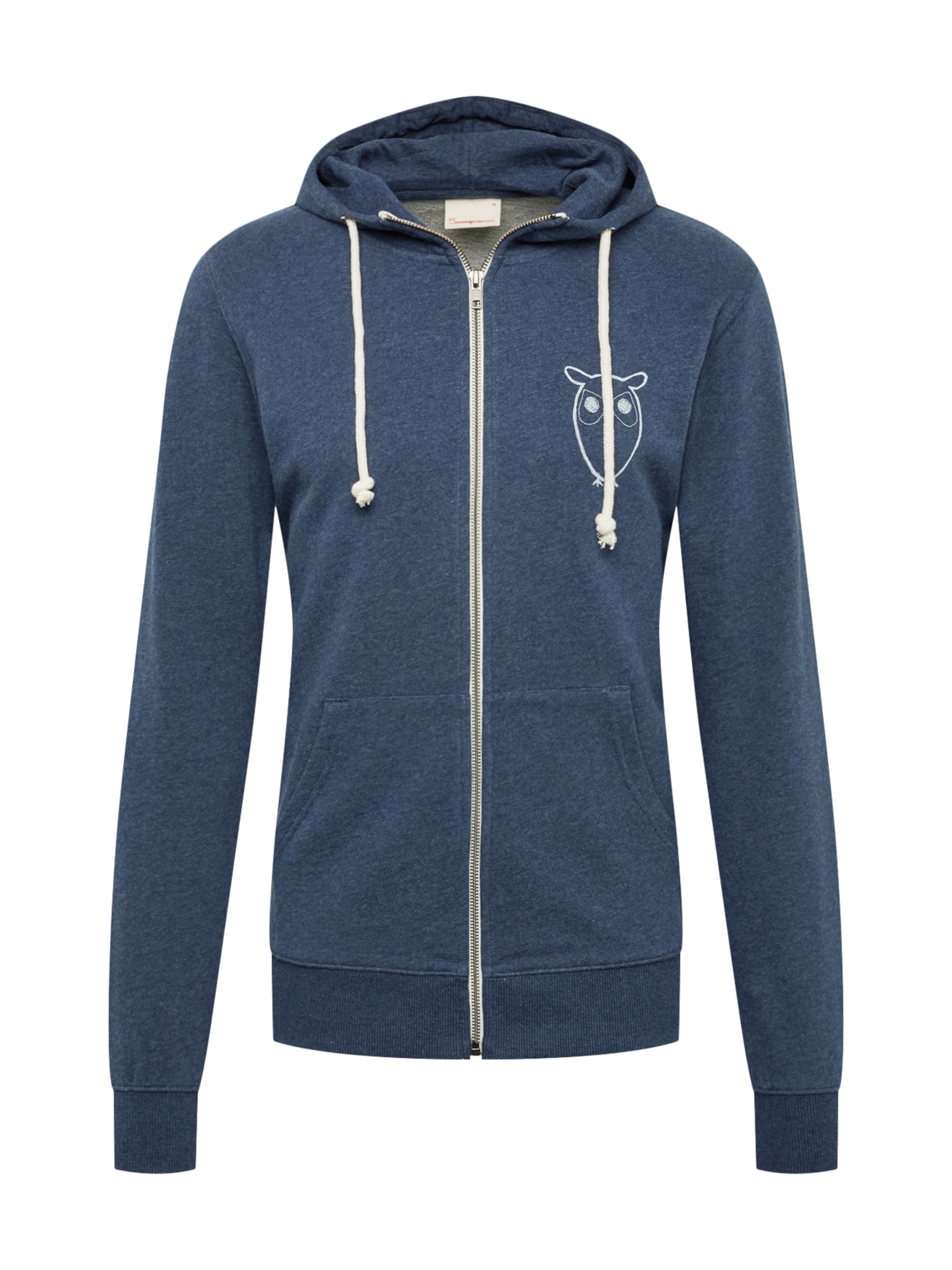 KnowledgeCotton Apparel - Sweatvest 'Zip hood sweat with owl chest logo - GOTS' in de kleur Blauw