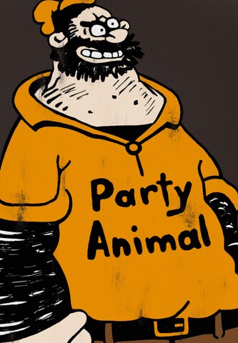 LOGOSHIRT T-Shirt 'POPEYE - PARTY - ANIMAL' in Braun