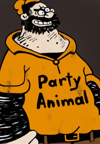 LOGOSHIRT Shirt 'POPEYE - PARTY - ANIMAL' in Brown