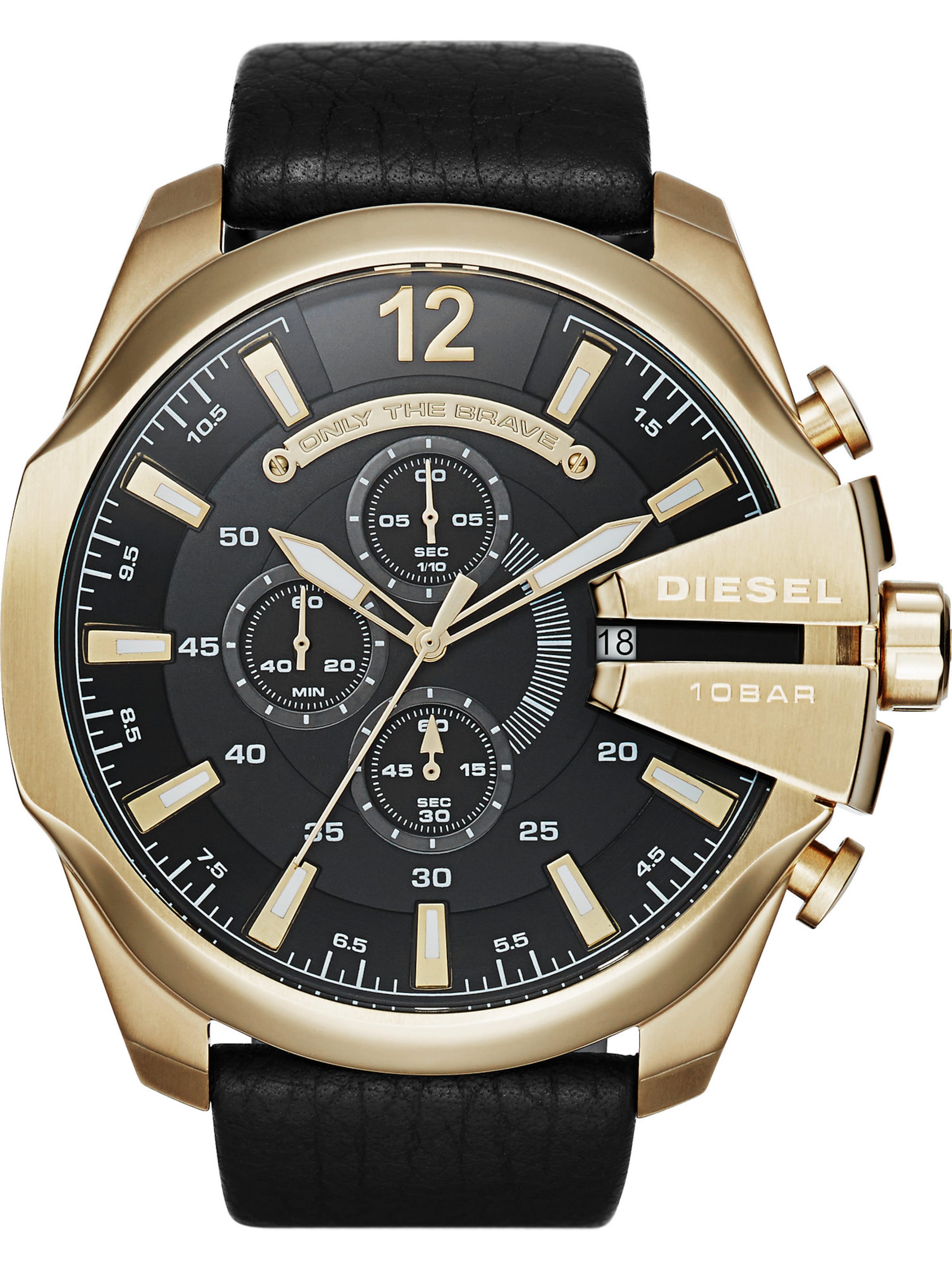 DIESEL Αναλογικό ρολόι 'Mega Chief' σε μαύρο: μπροστά