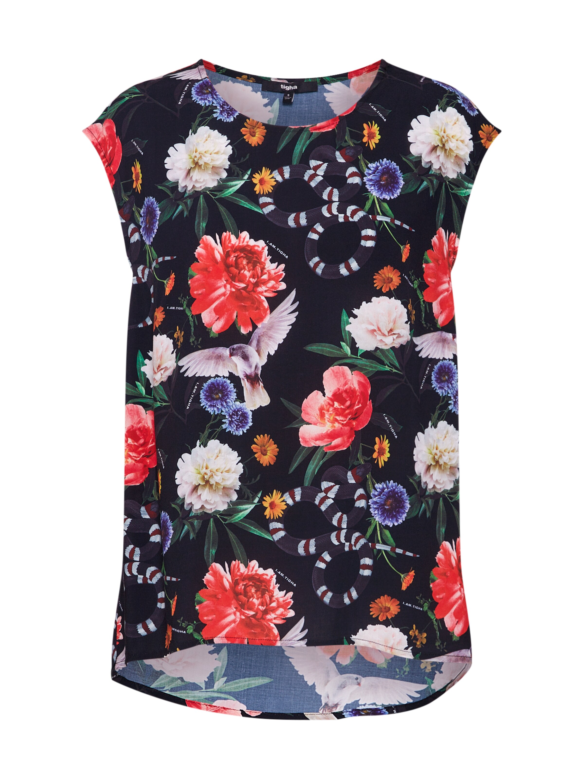 tigha - Shirt 'LINJA FLOWER' in de kleur Zwart