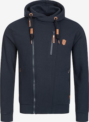 INDICODE JEANS Zip-Up Hoodie 'Elm' in Blue: front