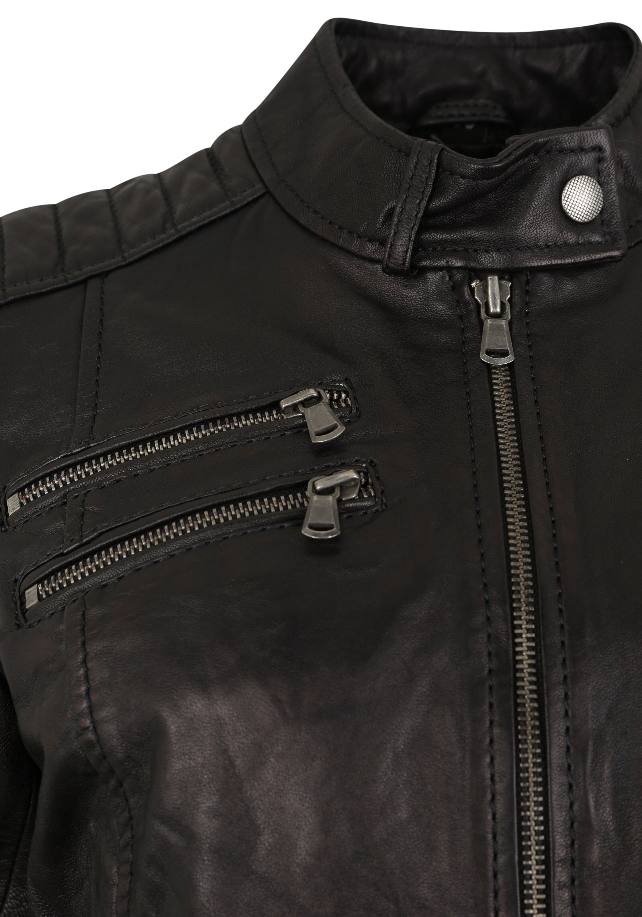 7ELEVEN Lederjacke 'Riviera' in Schwarz