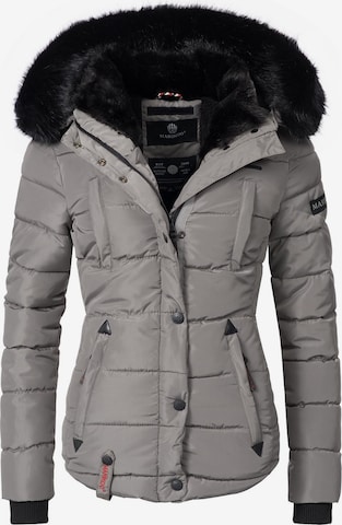 MARIKOO Winter Jacket 'Lotusblüte' in Grey: front