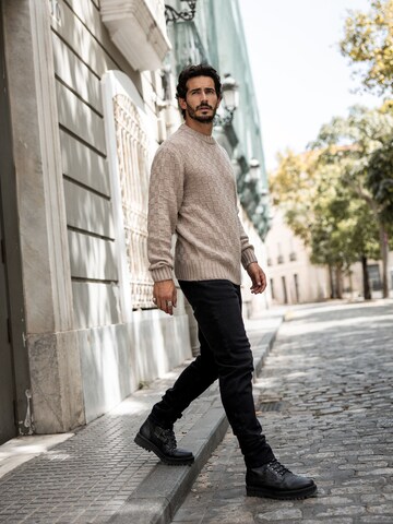 Casual Taupe Knit Look by DAN FOX APPAREL