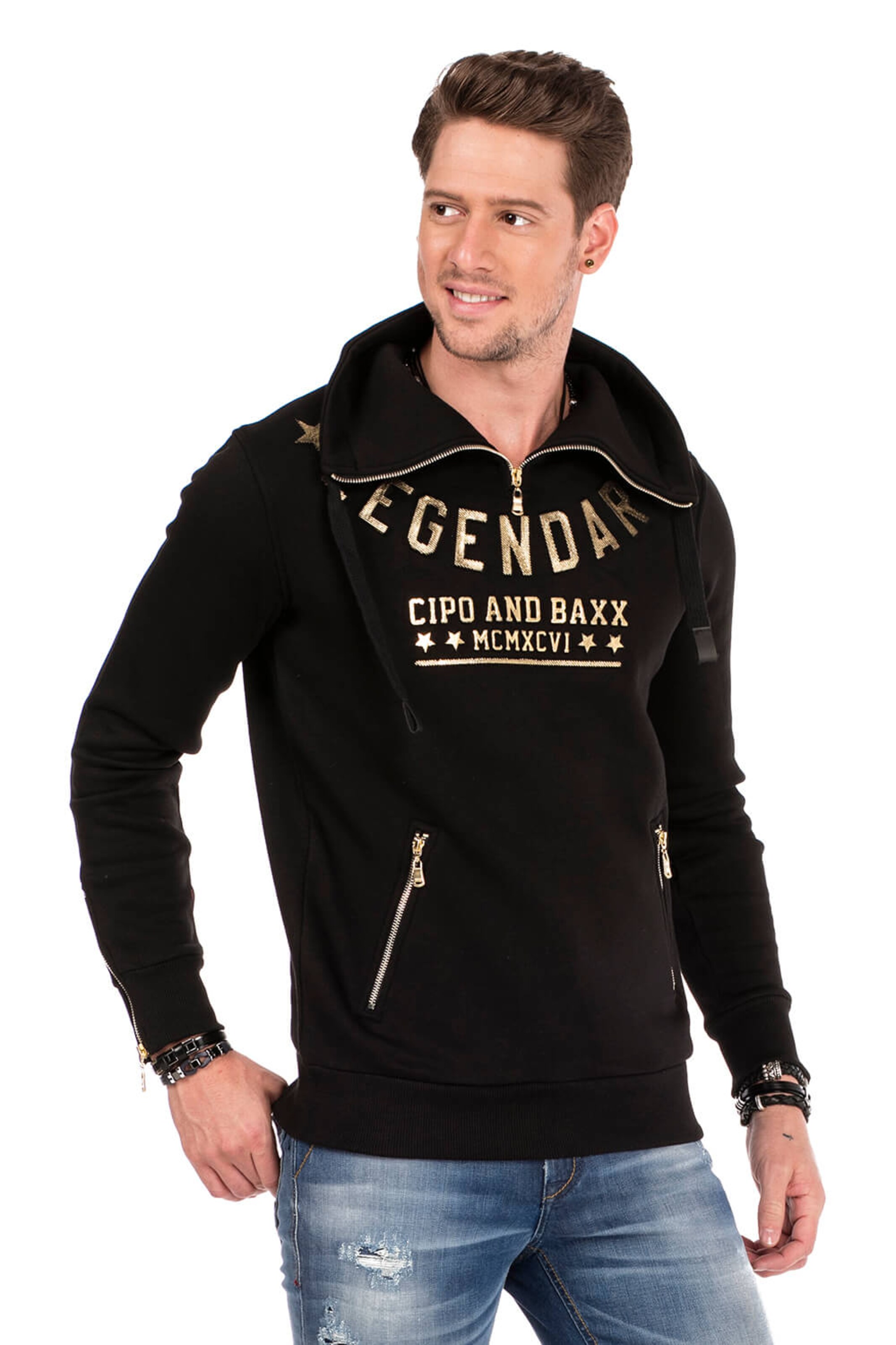 CIPO & BAXX Sweatshirt in Black: front
