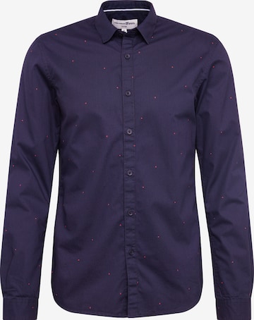 Coupe slim Chemise TOM TAILOR DENIM en bleu : devant