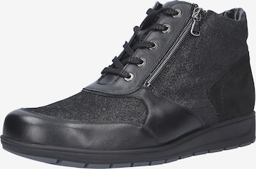 WALDLÄUFER Lace-Up Ankle Boots in Black: front