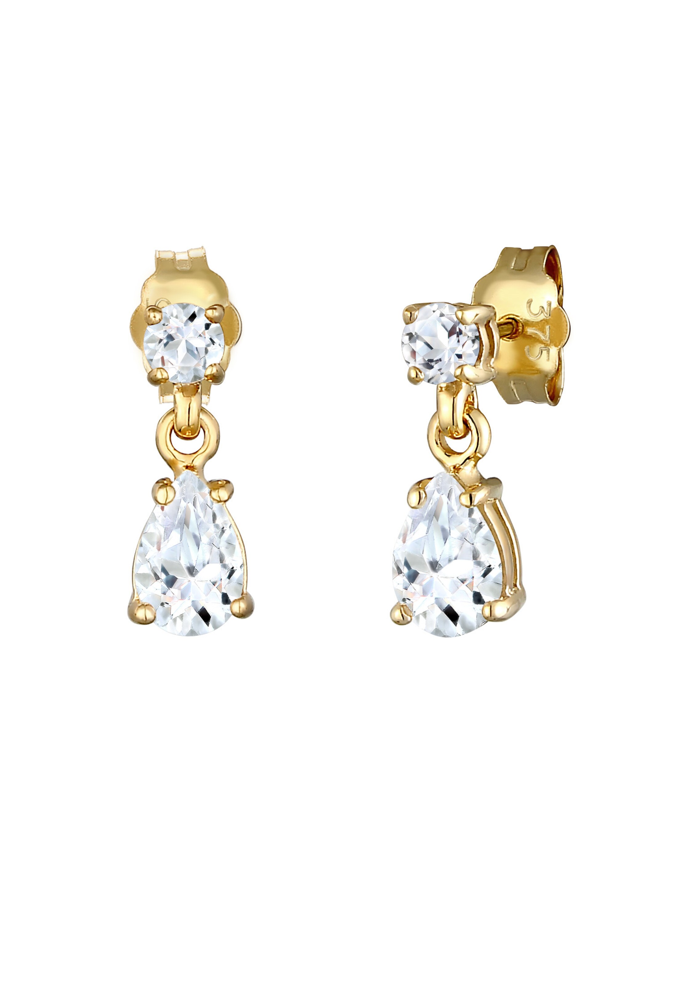 ELLI PREMIUM Ohrringe Edelstein Ohrhänger, Tropfen in Gold: Vorderseite