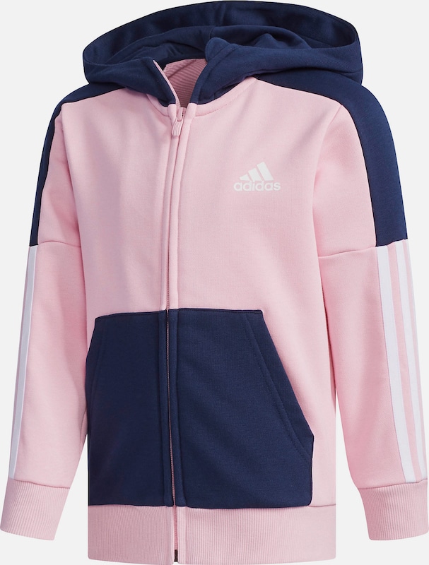 Adidas Jacke, schwarz mit pinken Streifen, S (164), Baumwolle Adidas Jacke, schwarz mit pinken Streifen, S (164), Baumwolle