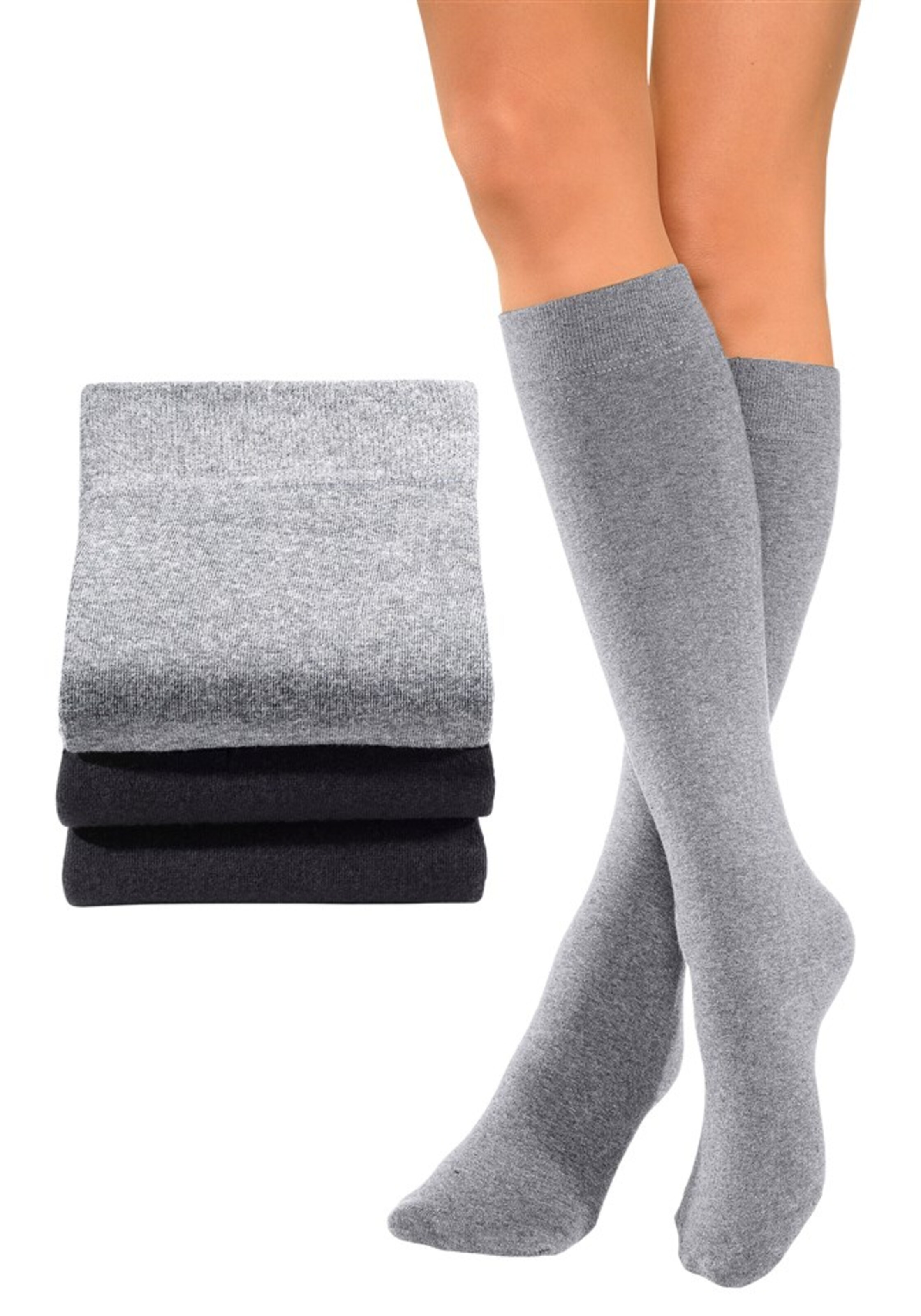 LAVANA - Thermo-Kniestrümpfe in grau