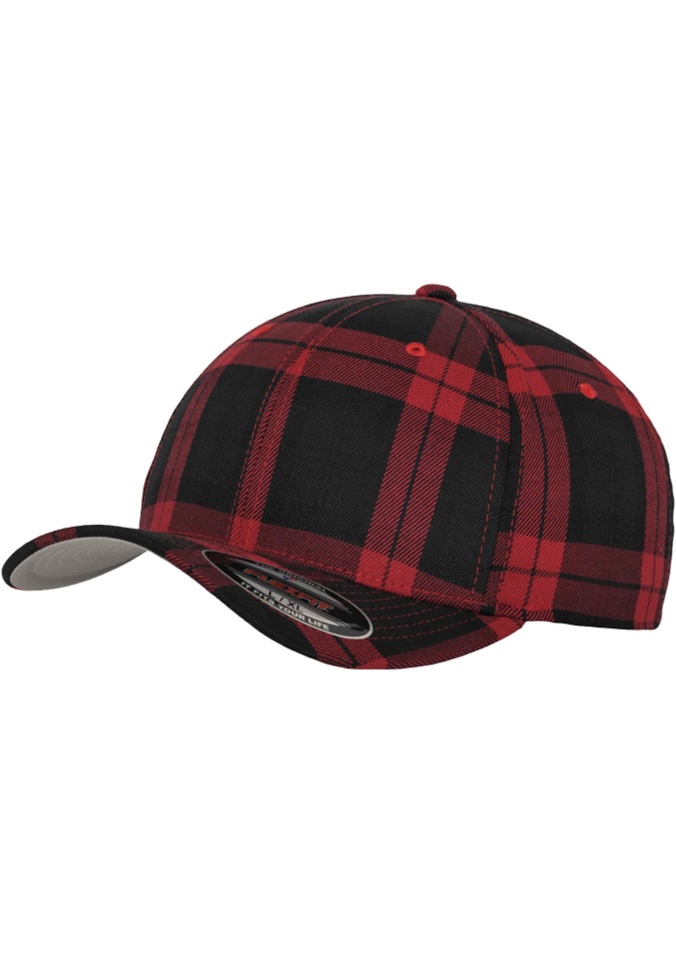 Flexfit Casquette 'TARTAN PLAID' en gris / bordeaux / noir, Vue avec produit
