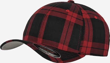 Cappello da baseball 'TARTAN PLAID' di Flexfit in rosso: frontale