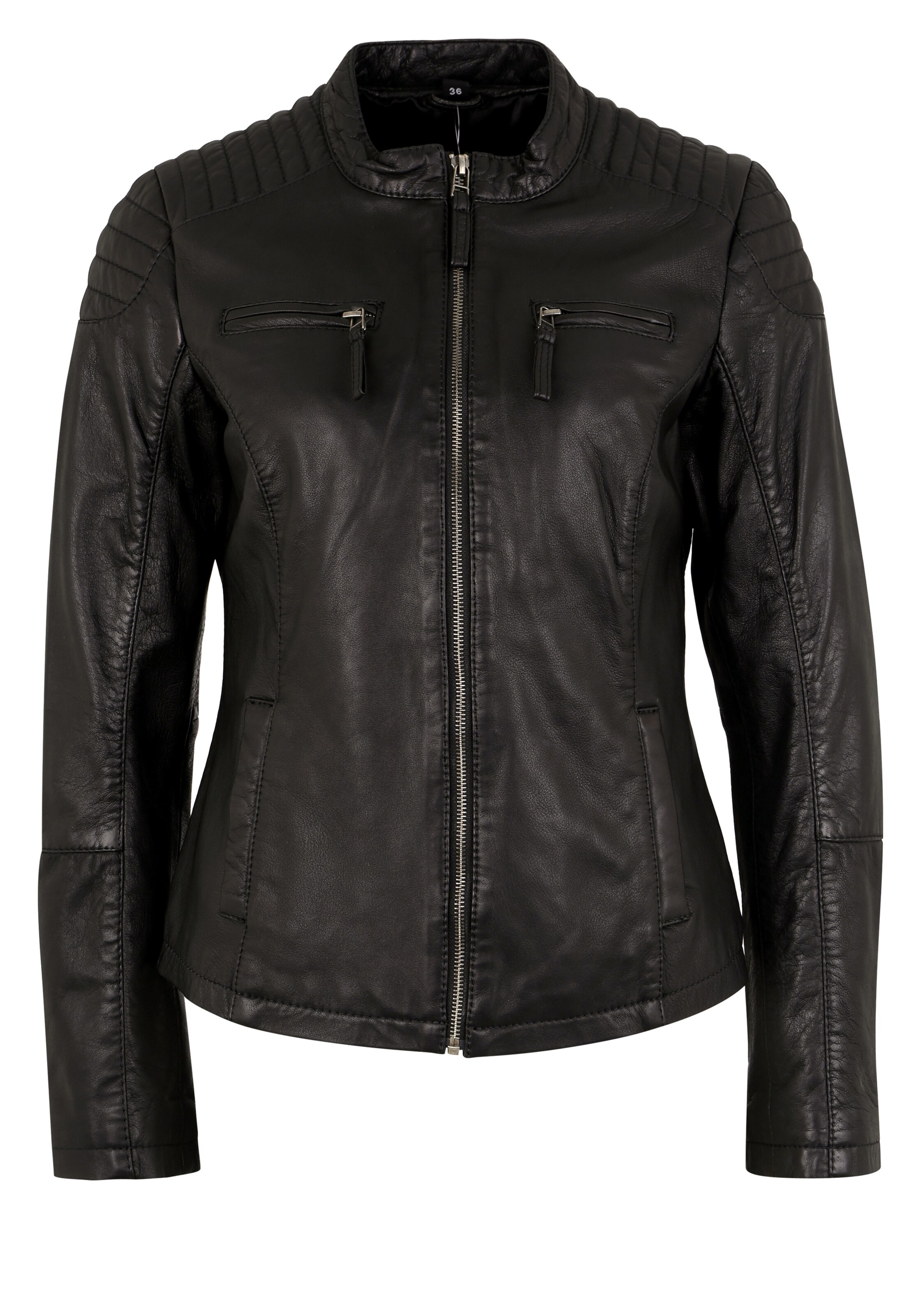 7ELEVEN Lederjacke in Schwarz: Vorderseite